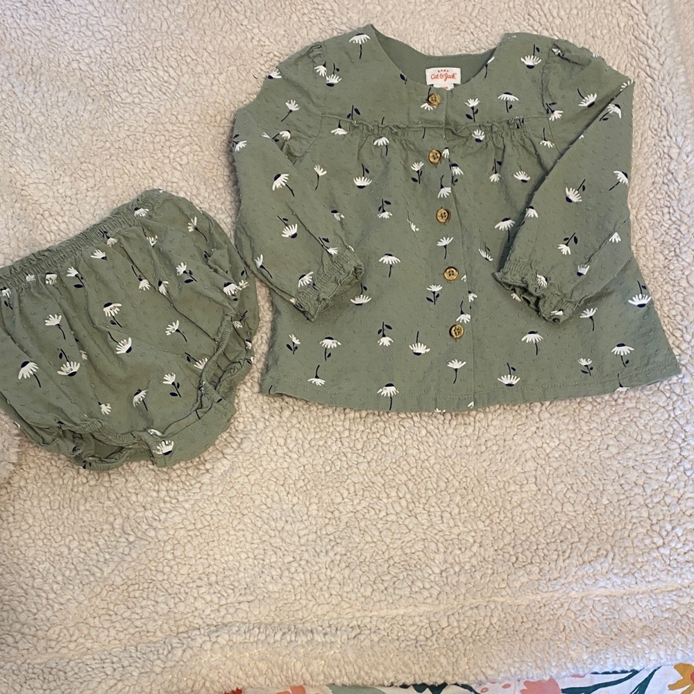 Olive green floral set